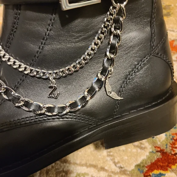 ZADIG AND VOLTAIRE Laureen Chain Embellished Leather Boots